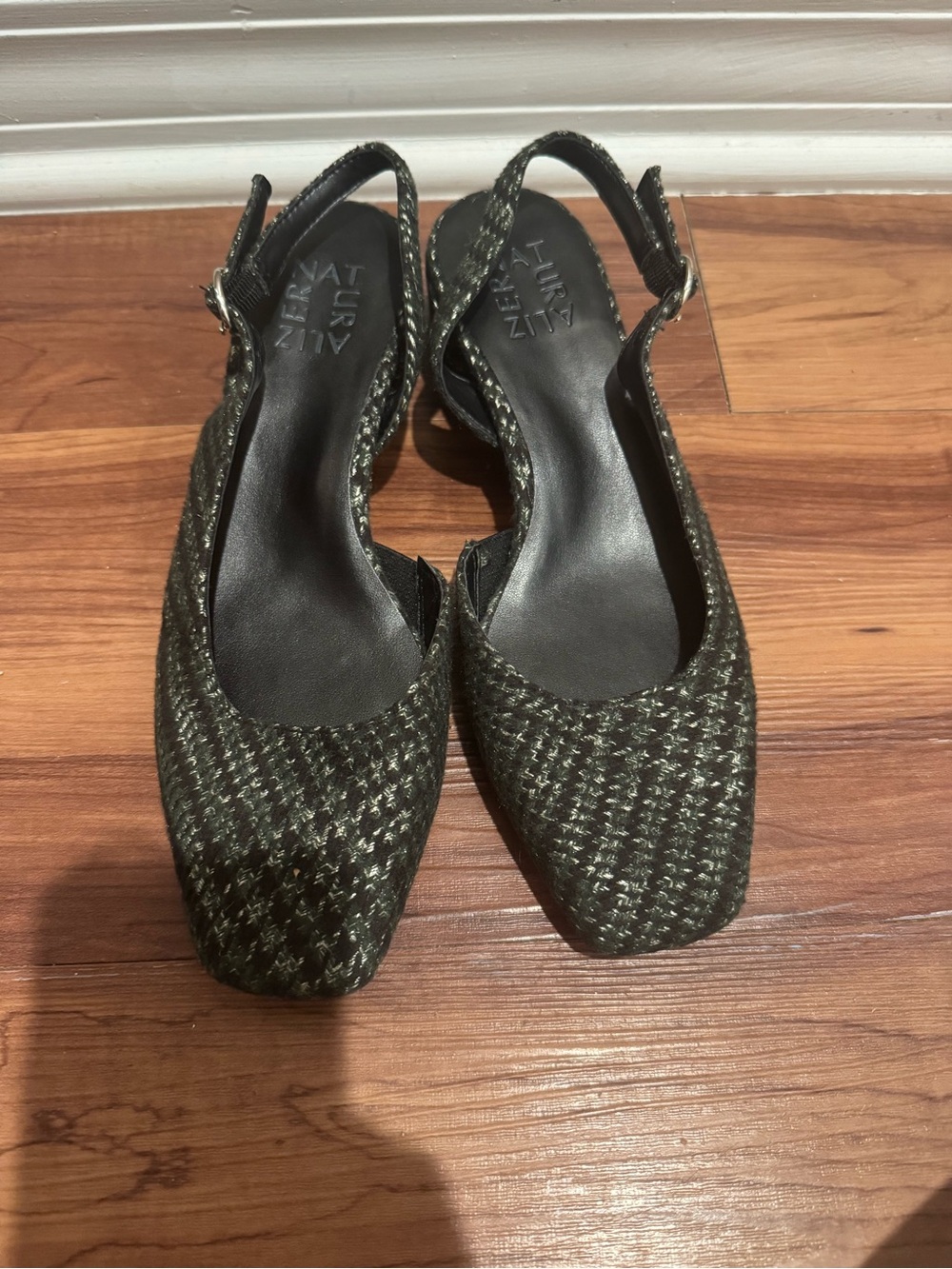 Naturalizer Green Tweed Slingback Mules